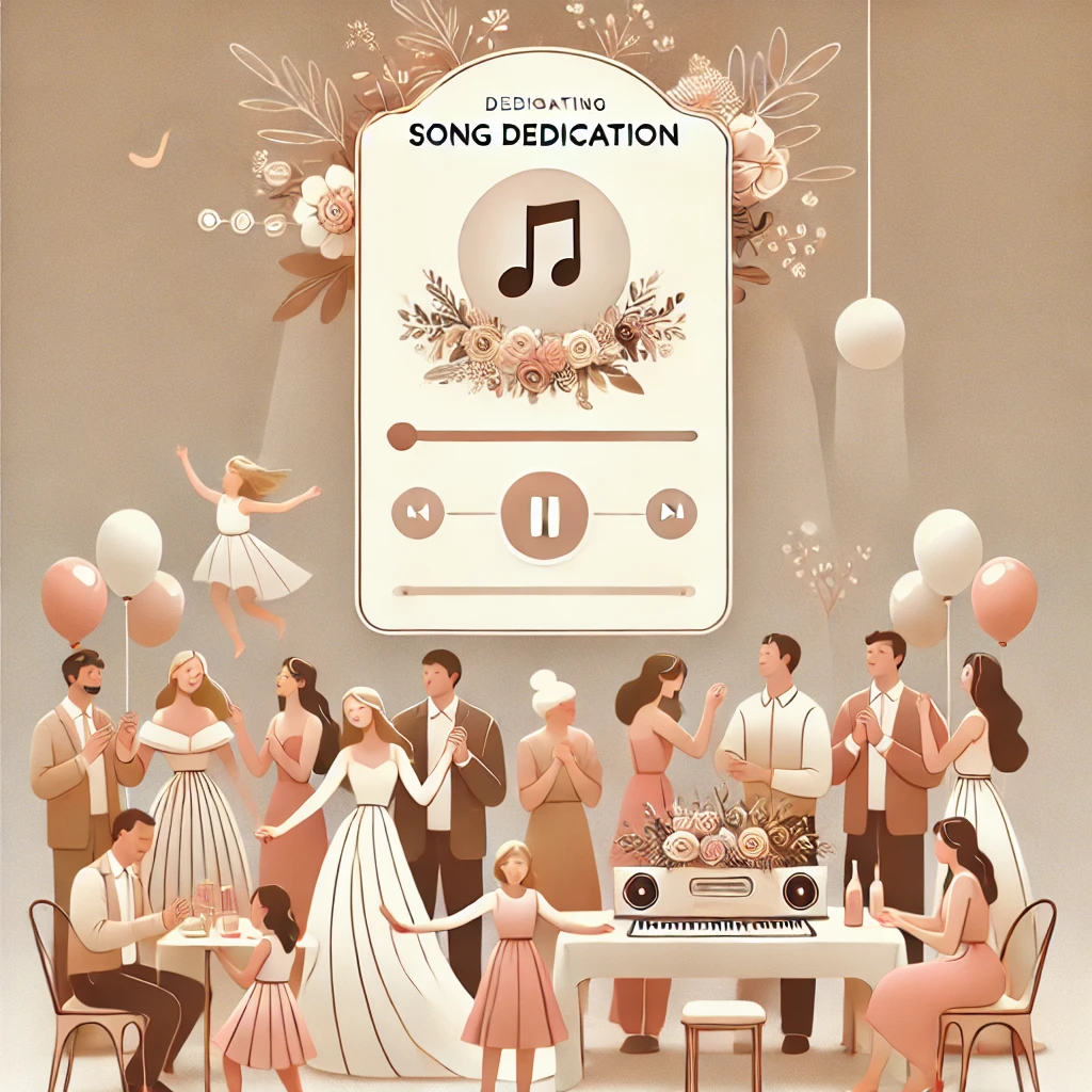 Guests selecting and dedicating songs through a digital playlist or interactive board, creating a personalized event soundtrack.